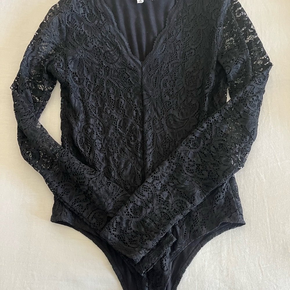Black lace body suit. Size medium